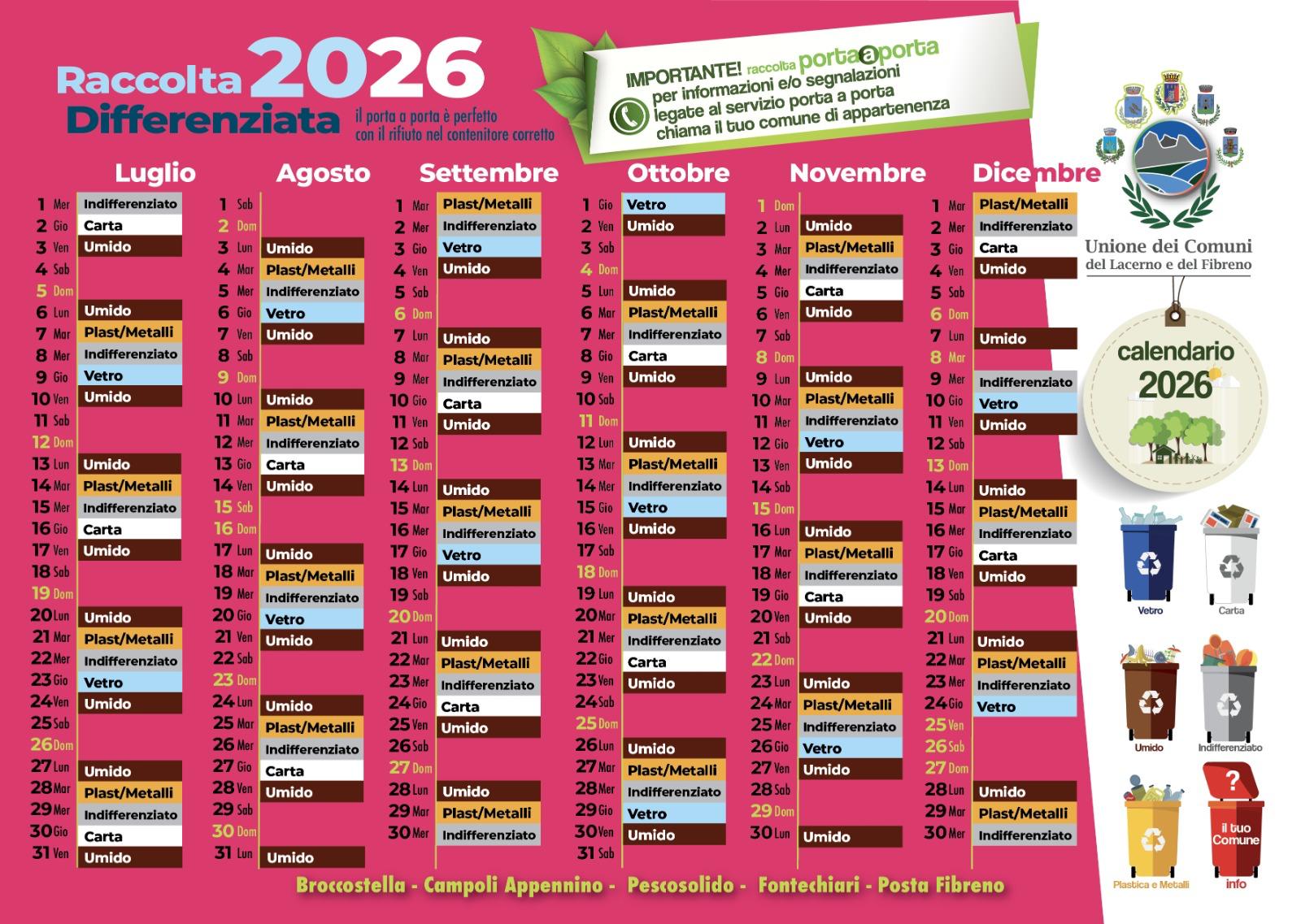 Raccolta Differenziata Luglio-Dicembre 2026